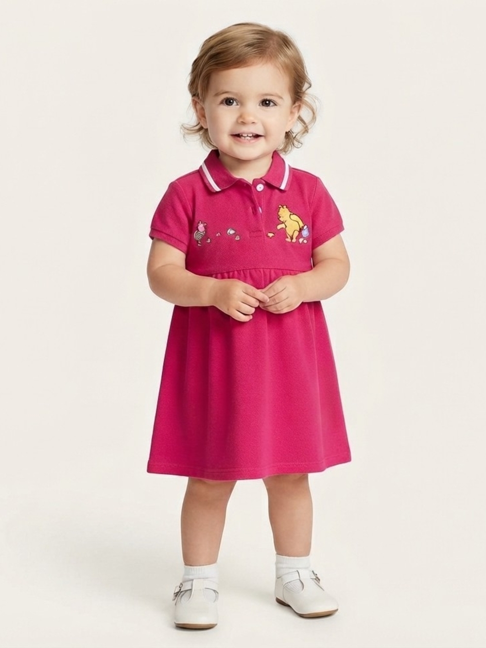 Disney Store Winnie The Pooh & Piglet Early Vintage Pink Polo Dress 18 Month Y2K